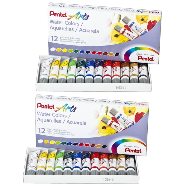 Water Colors, 12 Tubes Per Set, 2PK